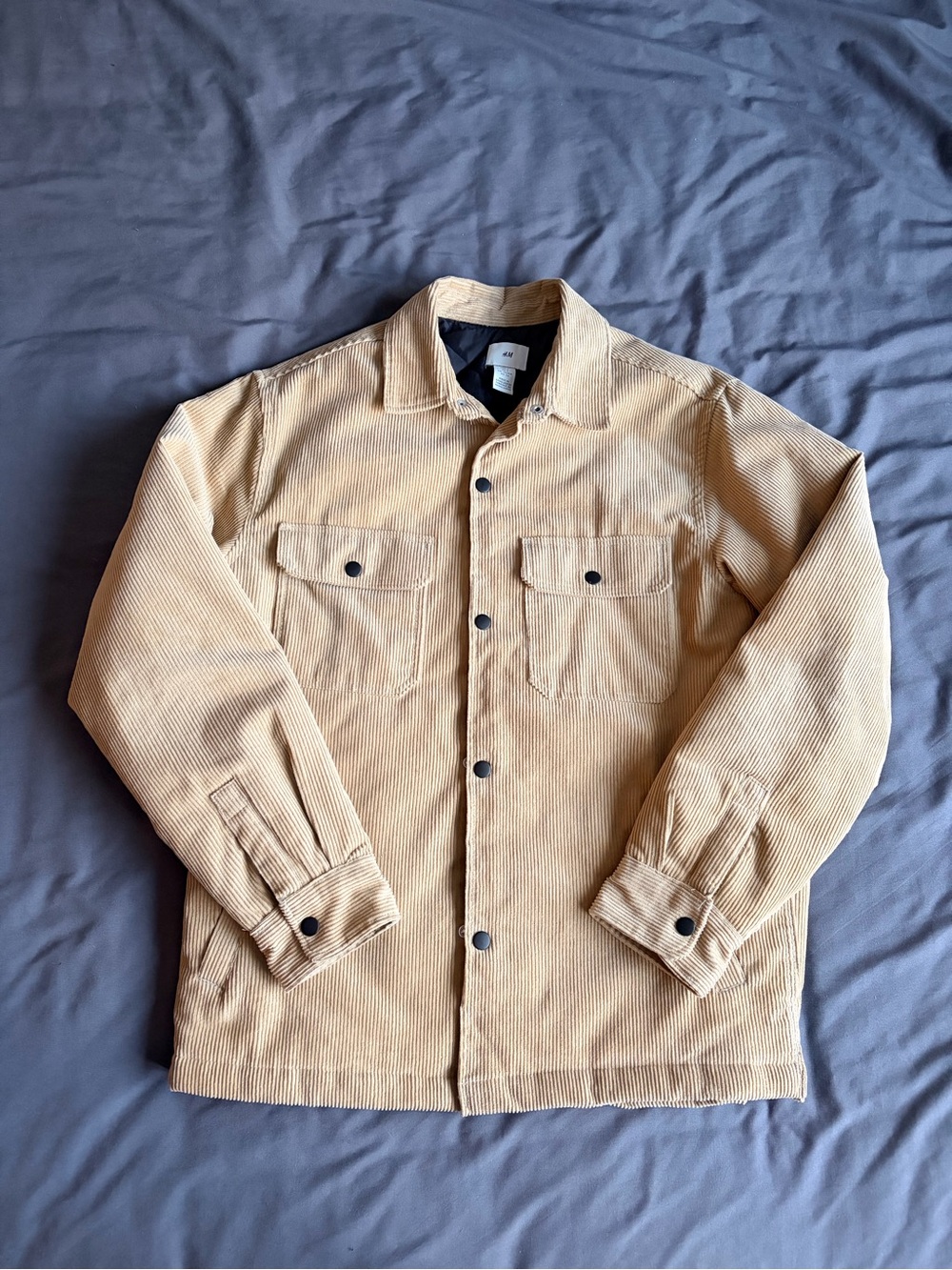 H&M Men's Insulated Corduroy Shirt Jacket in Tan
